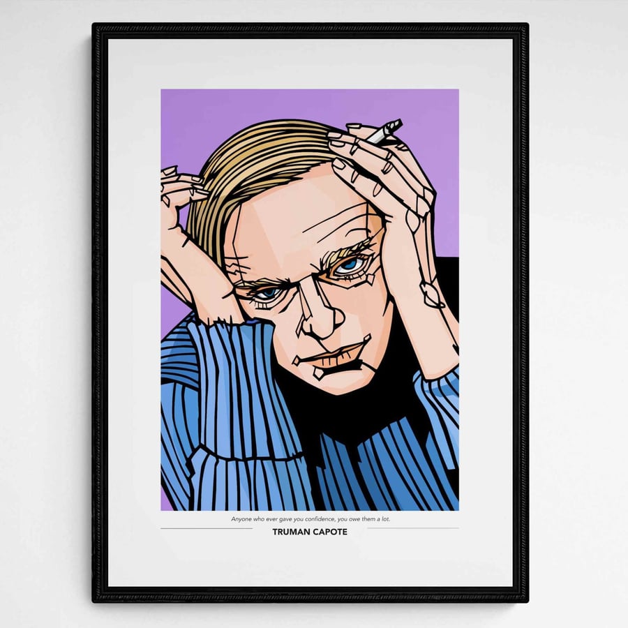 TRUMAN CAPOTE Print, Option to Add Quote, Customised print, 3 sizes available