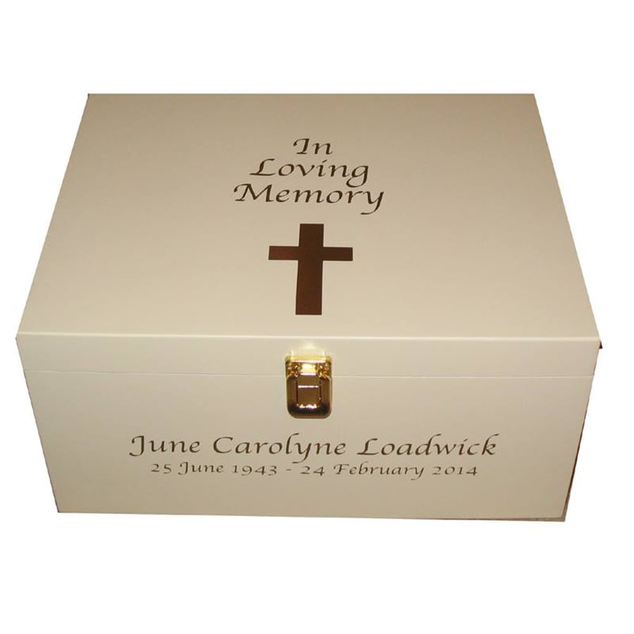 Wooden Bereavement Memory Box Extra Large – Personalised In Loving Memory Gold C