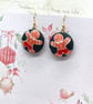 Gingerbread fabric button earrings festive jewellery - Image 1