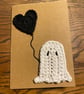 Handmade crochet ghost and heart A6 greeting card