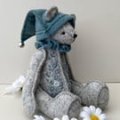 Hand embroidered woodland elf teddy bear, collectable artist bear