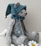 Hand embroidered woodland elf teddy bear, collectable artist bear