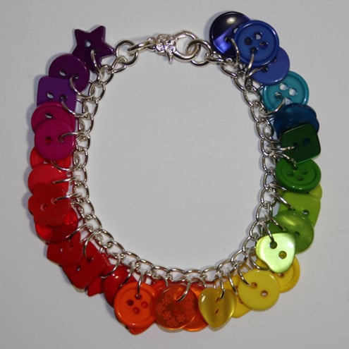 Rainbow button charm bracelet 
