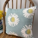 Floral cushion cover with daisy print in mineral, 40cm x 40cm