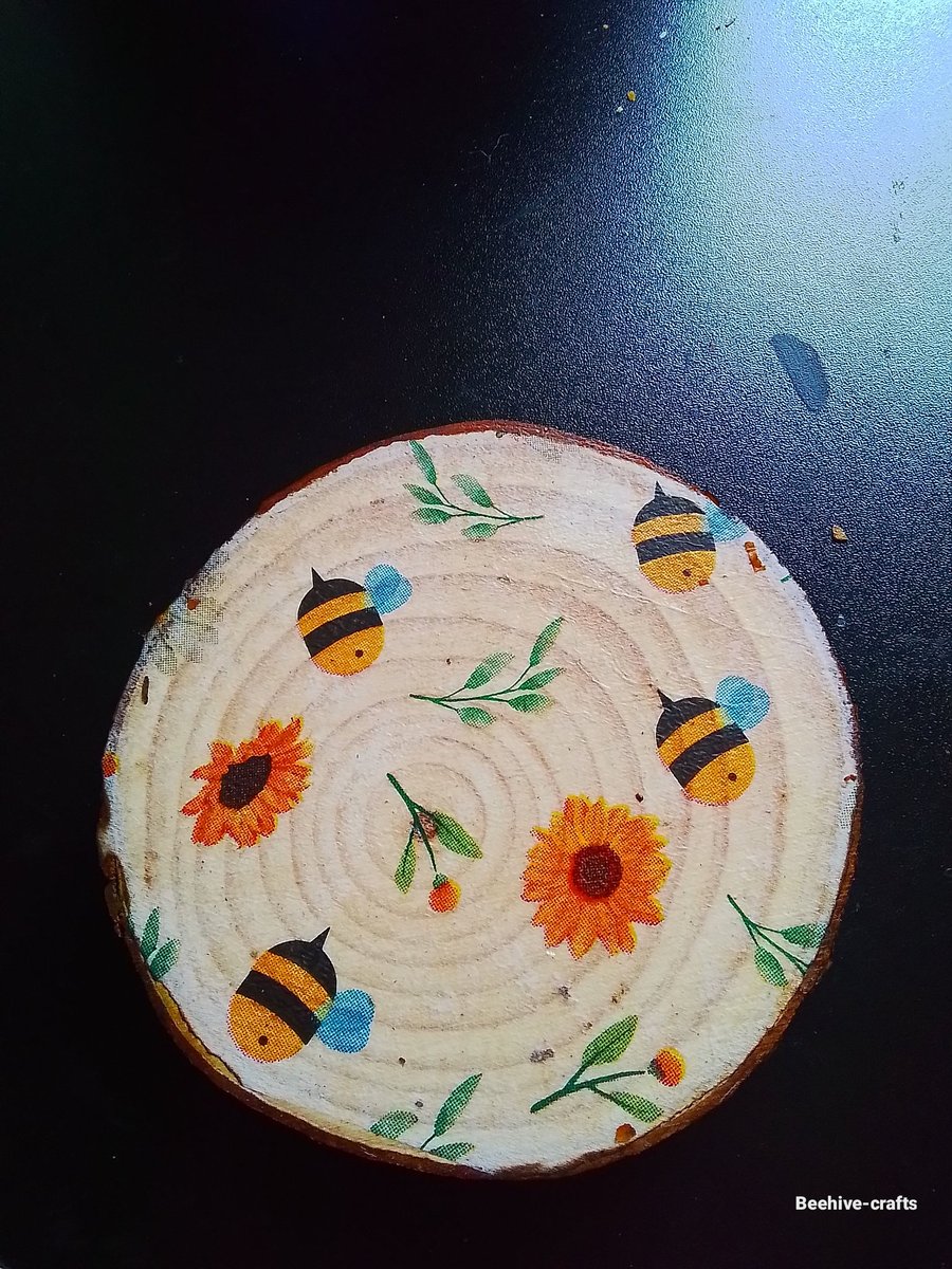 Woodslice decoupage coaster 