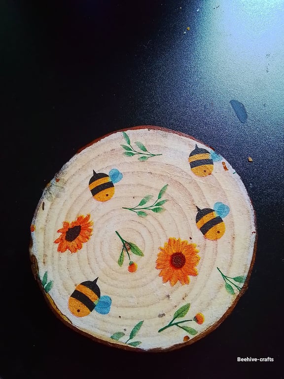 Woodslice decoupage coaster 