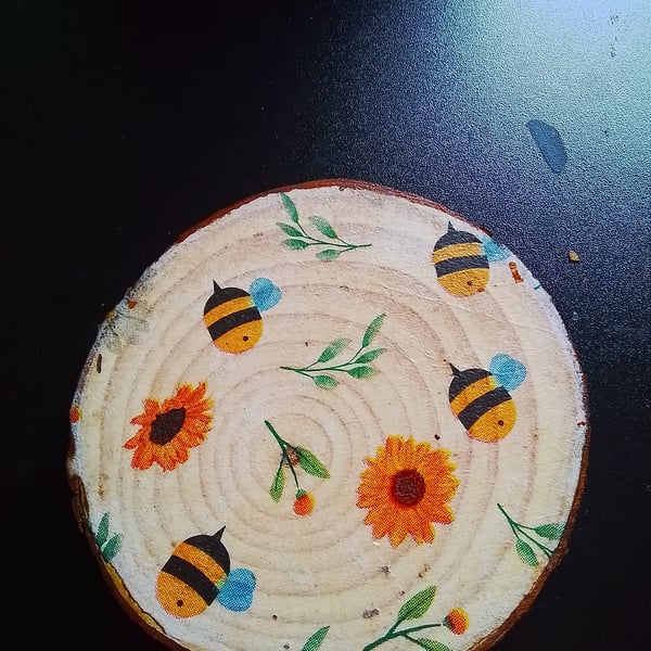 Woodslice decoupage coaster 