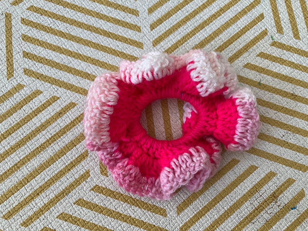Colourful handmade crochet scrunchie 