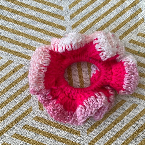 Colourful handmade crochet scrunchie 