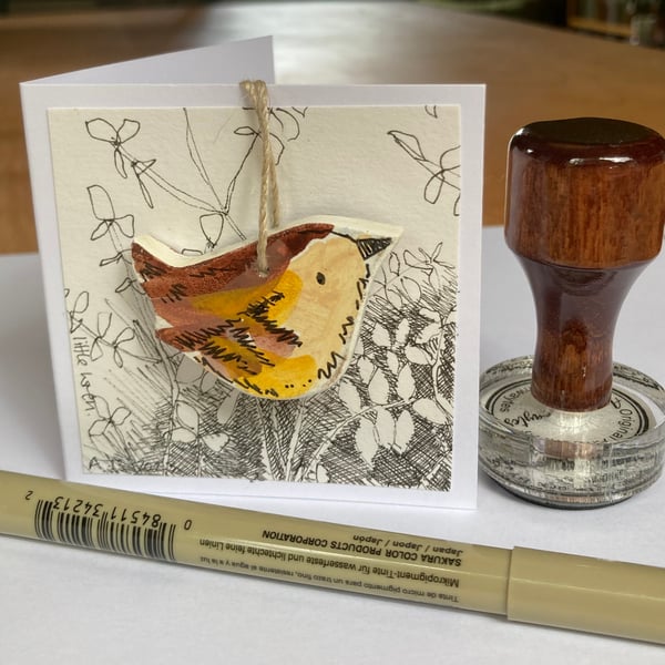Little wren, card and gift, original artwork