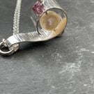 Hand made silver scroll and freshwater pearl pendant 