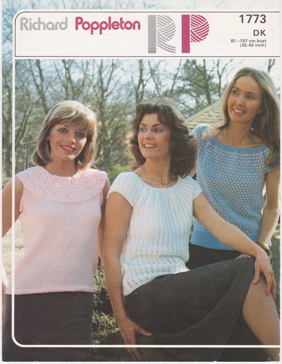 Vintage Knitting Paper Pattern 1773, Richard Poppleton, 3 Summer Tops