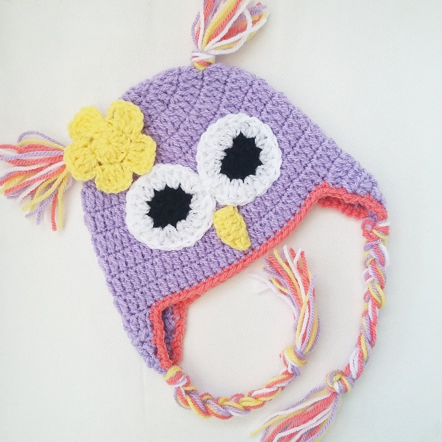 baby girl hat, newborn hat, 0-3 months hat, owl hat, baby gift, baby shower gift