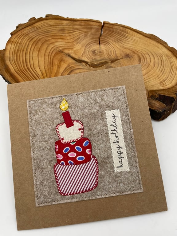 Appliqué birthday cake card
