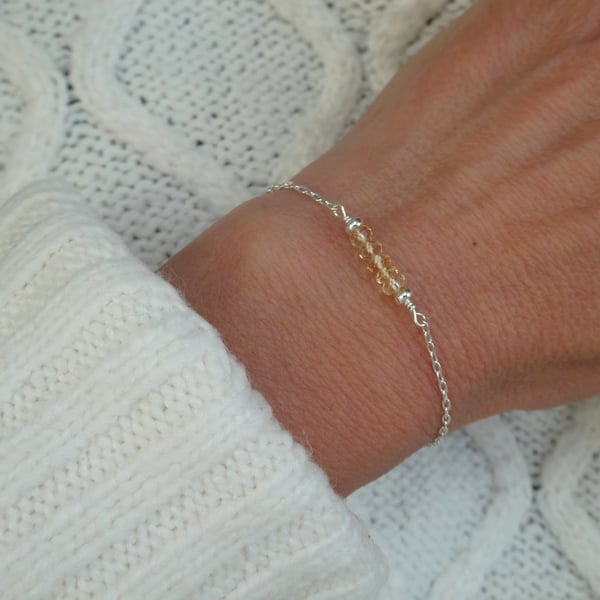 Sterling silver citrine gemstone bracelet