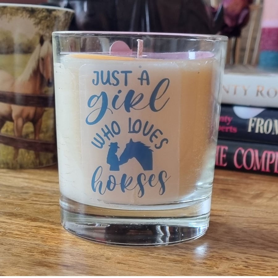 Scented Candle in Glass Just a Girl Who Loves Horses Design 20cl Wax Blend