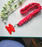 Handmade Scrunchie Lanyard Red & Pink Soft Cotton ID Badge Holder
