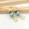 Flower Pattern Drop-earrings with Love Heart Design 