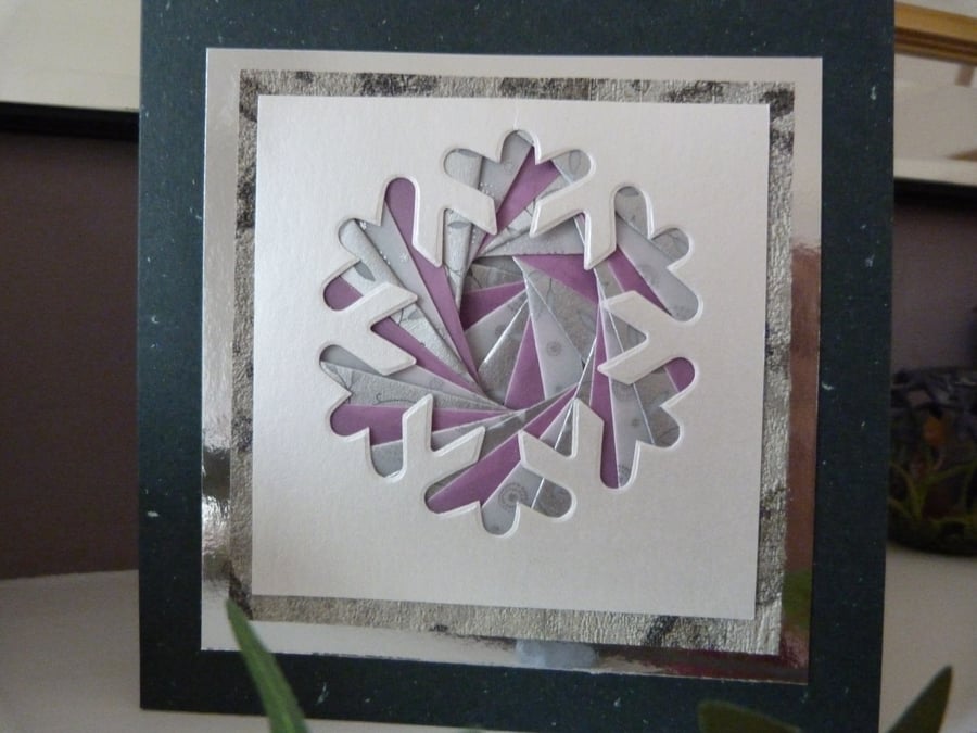 Green Snowflake Christmas Card - Folksy
