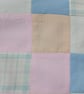 Pastel patchwork cushion cover. Pink, blue & peach. 37x37 cm. Wrapover back.  - Image 4