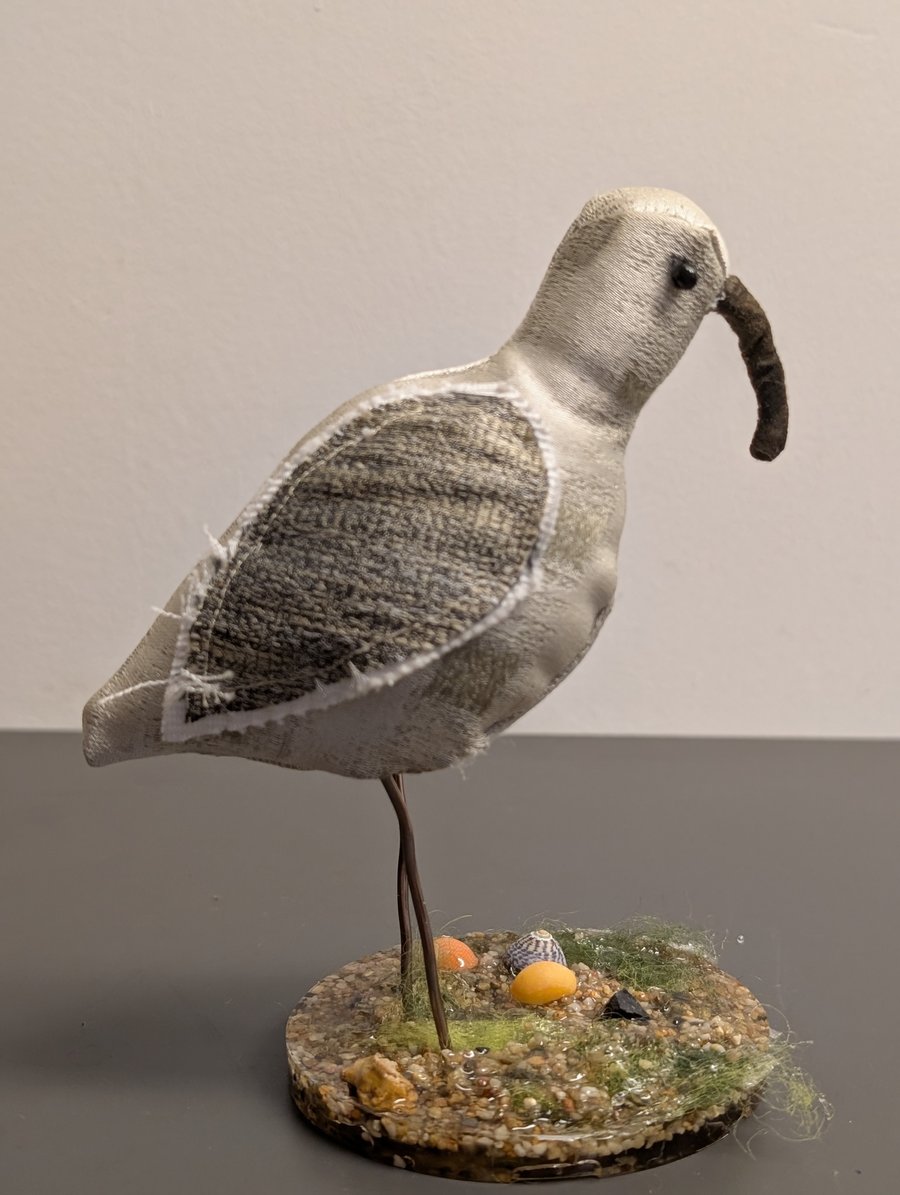 Wading bird inspired fabric sculpture ornament decoration 