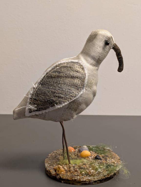 Wading bird inspired fabric sculpture ornament decoration 