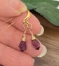 Deep purple faceted Czech crystal teardrop earrings - Image 3