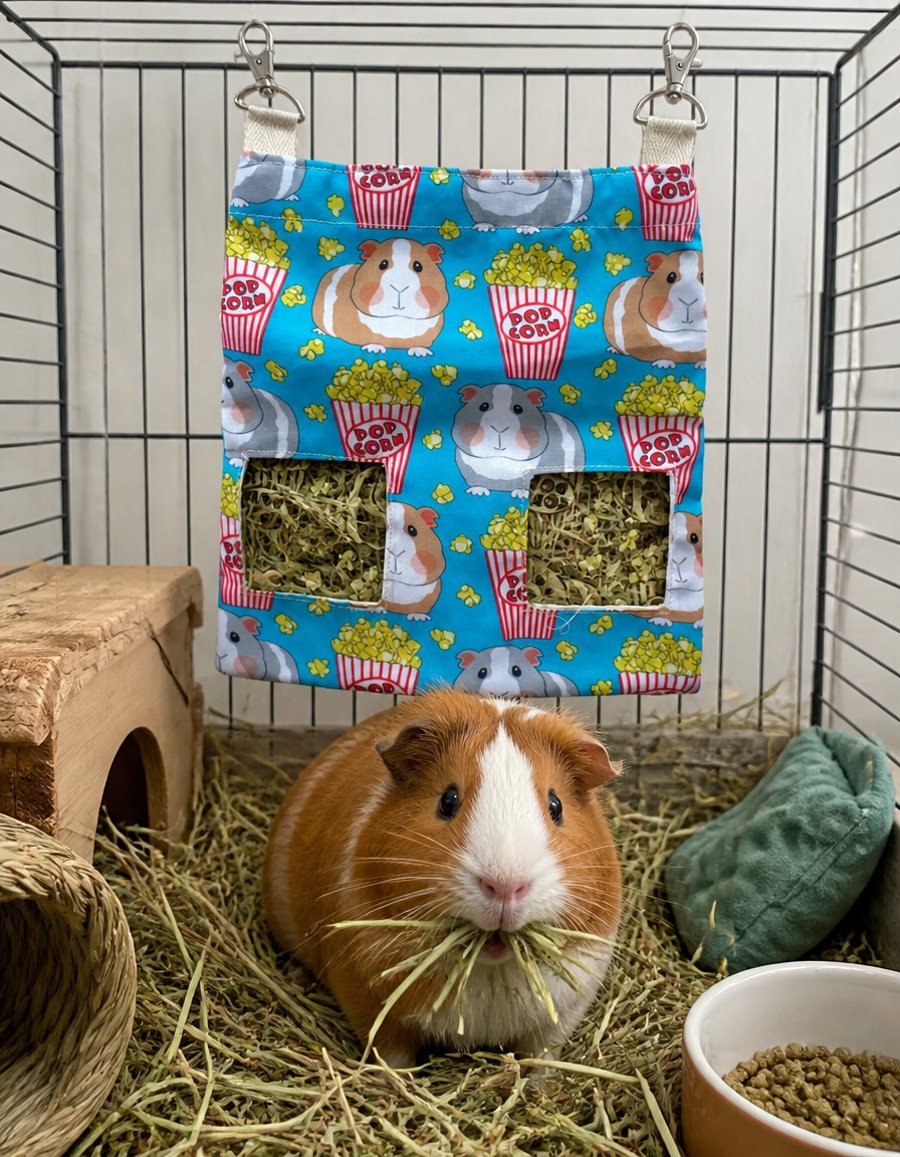 Hanging Fabric Hay Feeder for Guinea Pigs 