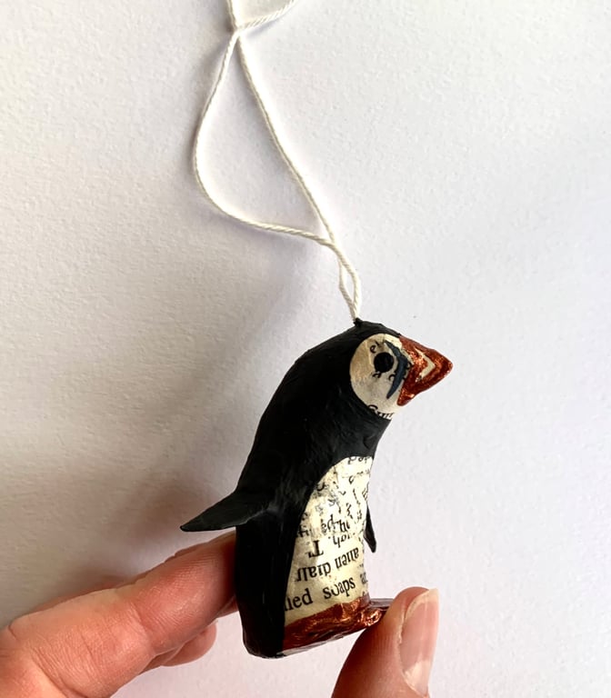 Individual Hanging Copper Puffin - festive birds nature inspired magical home