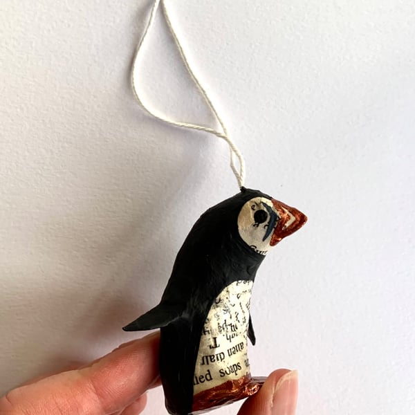 Individual Hanging Copper Puffin - festive birds nature inspired magical home