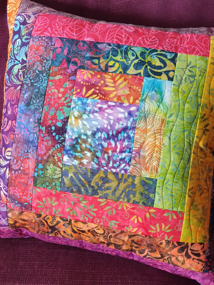 Rainbow Batik Quilted Cushion with inner pad