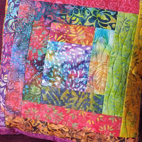 Rainbow Batik Quilted Cushion with inner pad