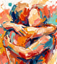 Get Well Soon Card – Uplifting Coloursplash Hug Square Greeting Card - Image 2