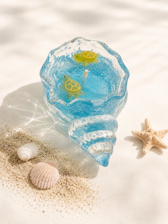 Ocean Turtle Gel Candle-Handmade Coastal Sea Decoration
