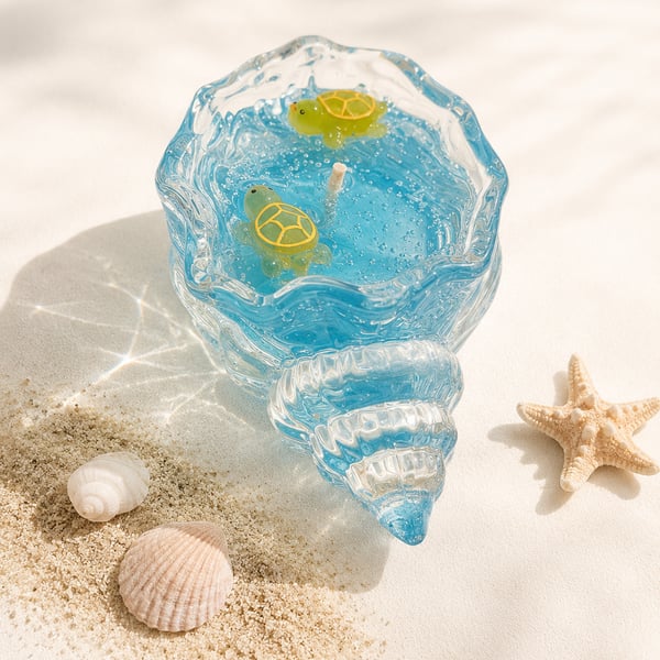 Ocean Turtle Gel Candle-Handmade Coastal Sea Decoration