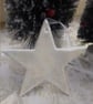 Handmade porcelain paper clay star hanging decoration with mother of pearl lustr - Image 1