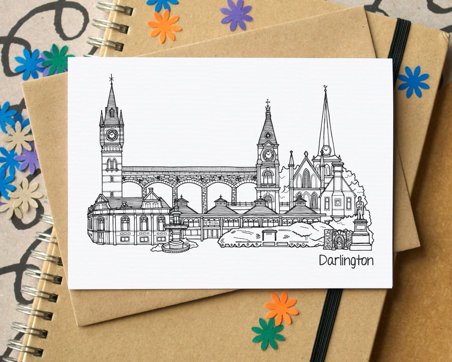 Darlington Skyline Greetings Card