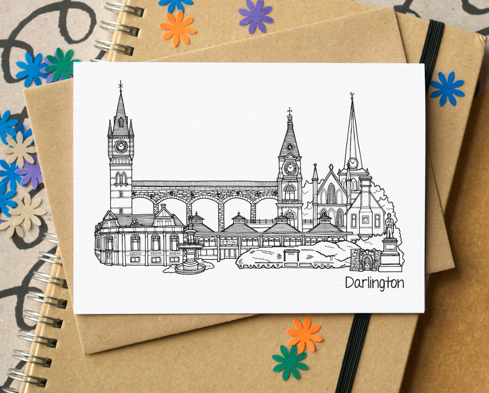 Darlington Skyline Greetings Card