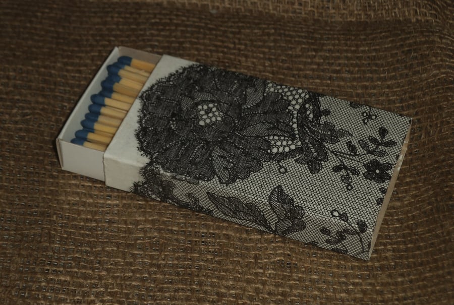 Decorated Matchbox Lace Napkin Decoupage Kitche... Folksy