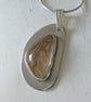 Sterling Silver Freeform Pendant with Rutilated Quartz Gemstone, - Image 3