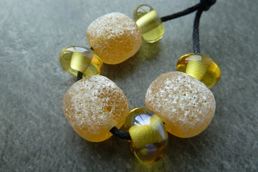 yellow lampwork glass beads