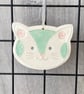 Ceramic Cat decoration turquoise - Image 1