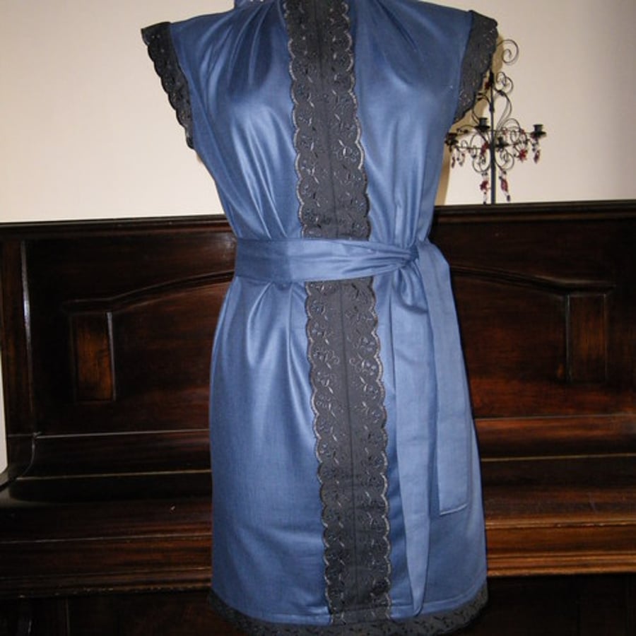 Eloise Navy Gabardine and Black Dress.