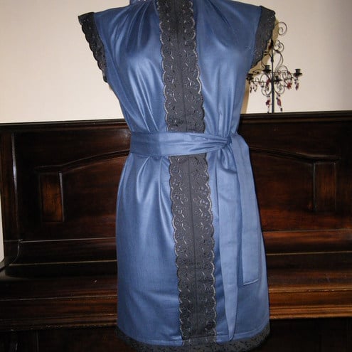 Eloise Navy Gabardine and Black Dress.