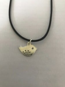 bird charm pendant on a 18" leather cord necklace
