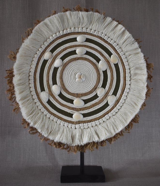 "Ubusika 1" – Khaki Green & Shell Wall Hanging Fibre Art