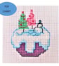 Christmas Cupcake Snow scene Cross Stitch small Digital Download Chart - Image 1
