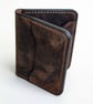 Rustic Brown Full Grain Leather Mini Wallet Compact Bifold Handmade Wallet UK - Image 5