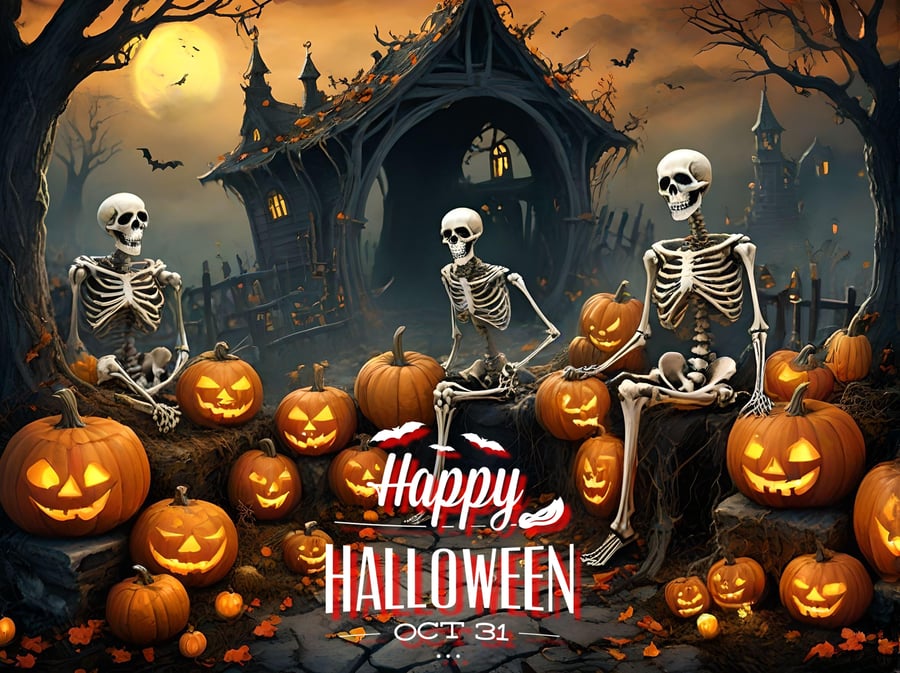 Skeletons Halloween Card A5