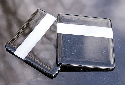 A Pair of Fused Glass Coasters - Black & White